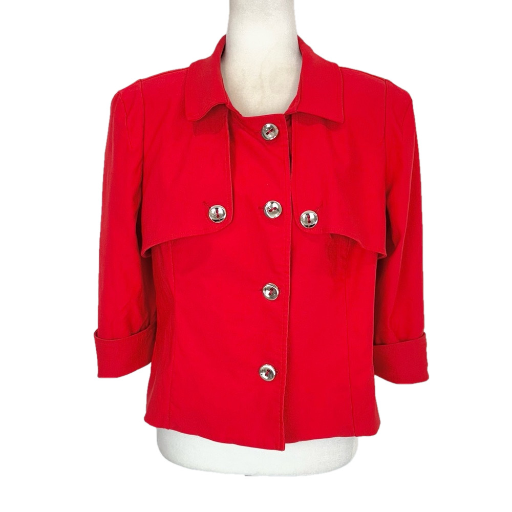 Joseph Ribkoff red pea coat
